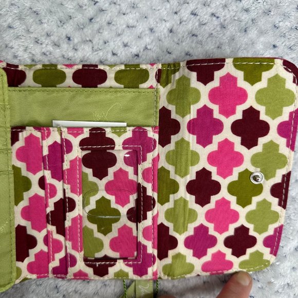 Vera Bradley Hello Dahlia Euro Wallet Floral Quilted Bucket Purse Set Pink Green - Picture 13 of 16